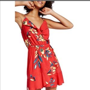 Express Red Floral Ruffle Dress